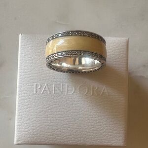 Pandora Two-Tone Silver and Ivory Ring